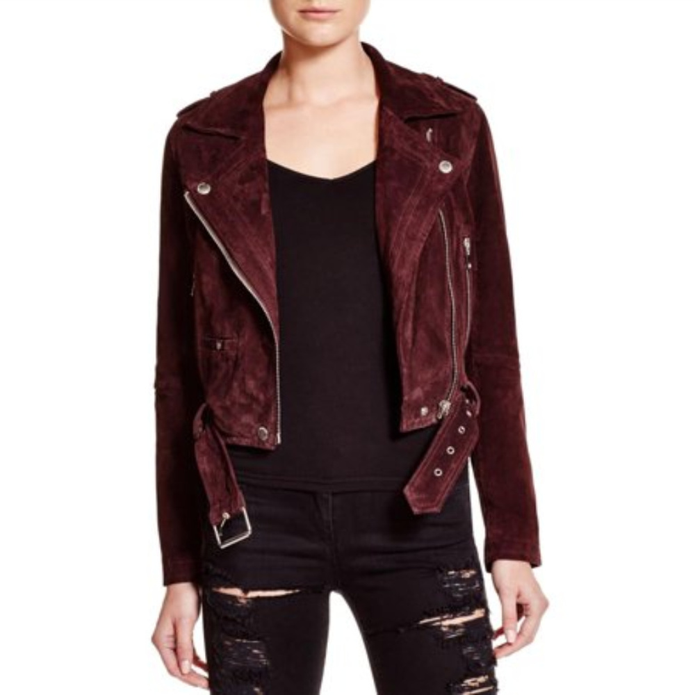 Blank NYC Burgundy Suede Moto Jacket